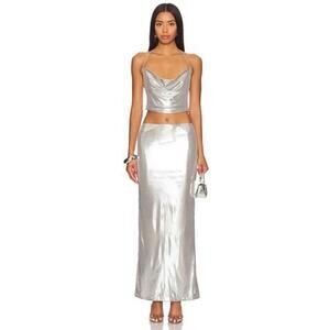 superdown martina skirt set silver top and skirt